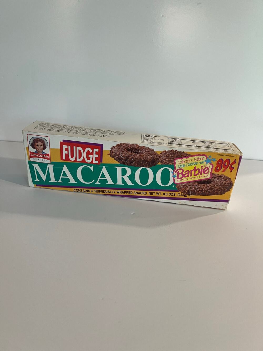 Vintage Little Debbie Promotional Barbie Fudge Macaroo Box 1994 JL